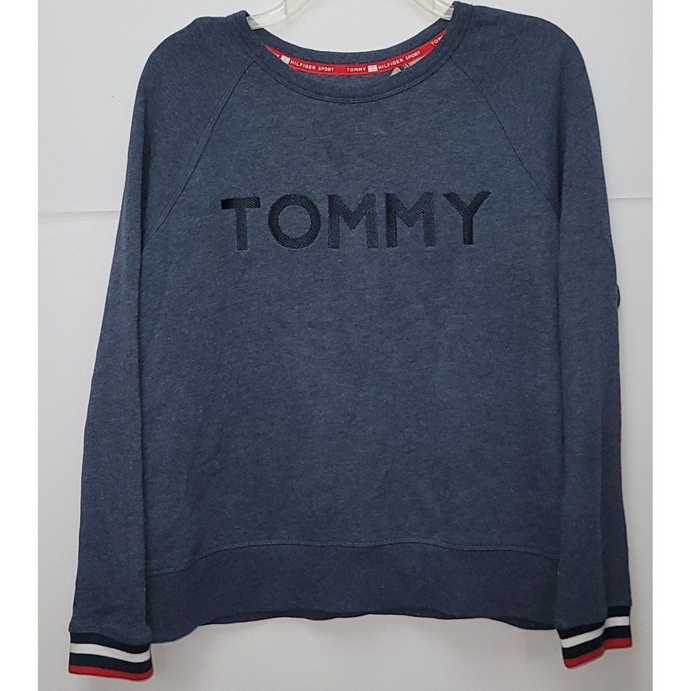Tommy Hilfiger Sport Sweatshirt Navy Logo L Preppy Streetwear Retro Americana